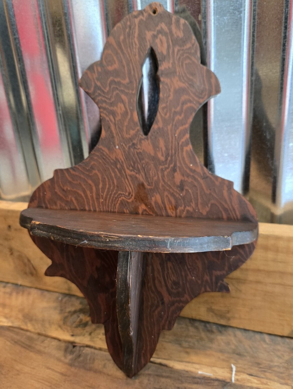 Vtg Wood Scrollsaw Wall Shelf Handmade Art Deco